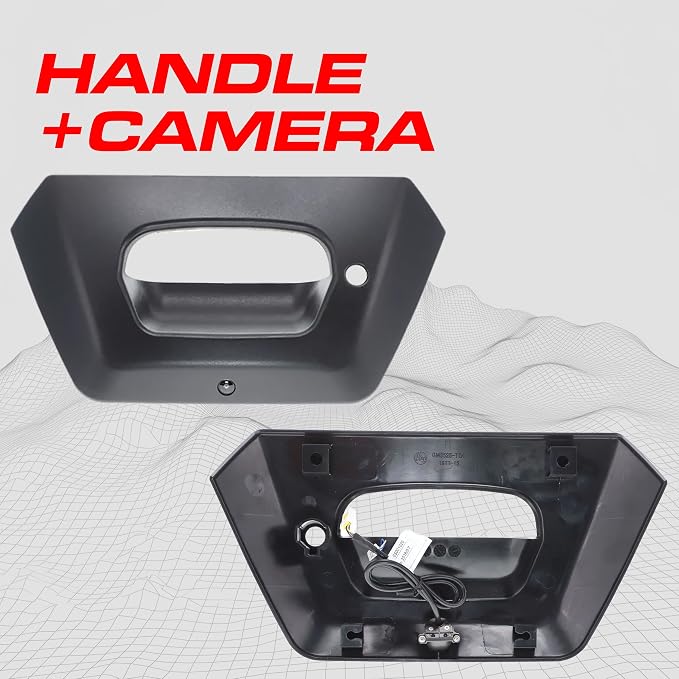 Master Tailgaters Black Tailgate Handle with Backup Camera Replacement for Chevrolet Avalanche/Cadillac Escalade EXT (2002-2006) | IP68 Waterproof | Parking Grid Lines Available | Easy to Install