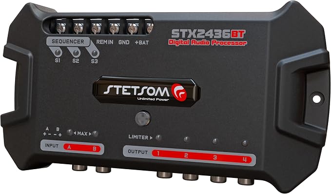 Stetsom STX 2436 Bluetooth DSP PRO - Digital Signal Processor, DSP PRO, Equalizer, Exclusive APP, Band Graphic, High Precision Crossover, Filters, Voltmeter, Limiter, Digital Audio Processor
