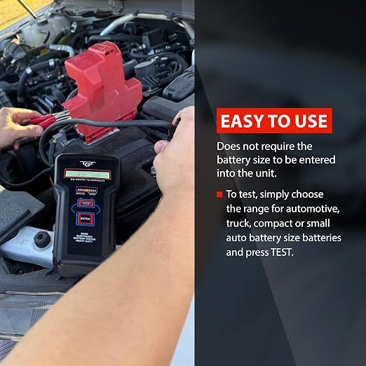 Professional Battery Tester - 12V Automotive Systems, Electronic Load Analyzer - Starter & Alternator Testing, 100–1700 CCA, Digital Voltage Meter, Made in USA, B400 by Tech Professional Service Tools