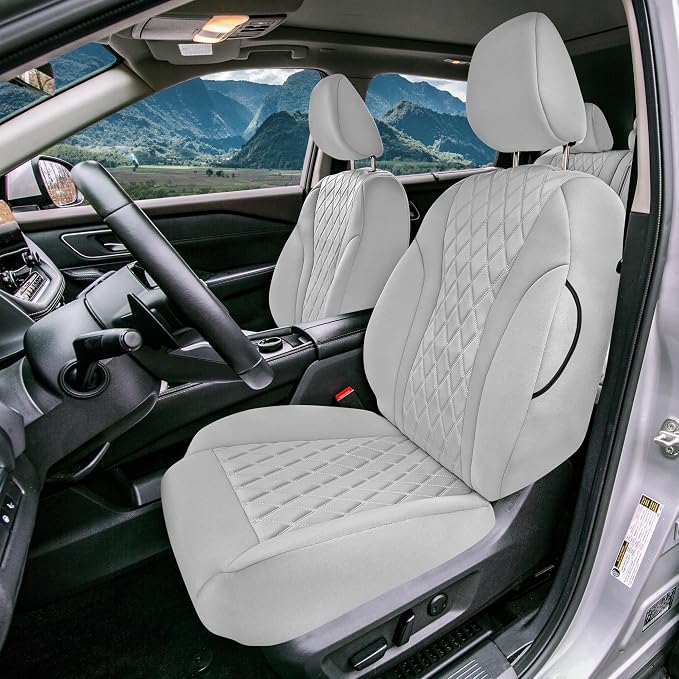 FH Group Custom-Fit Car Seat Covers Specifically Made for 2021-2026 Nissan Rogue, Full Set Solid Beige Ultraflex Neoprene Waterproof Automotive Seat Cover
