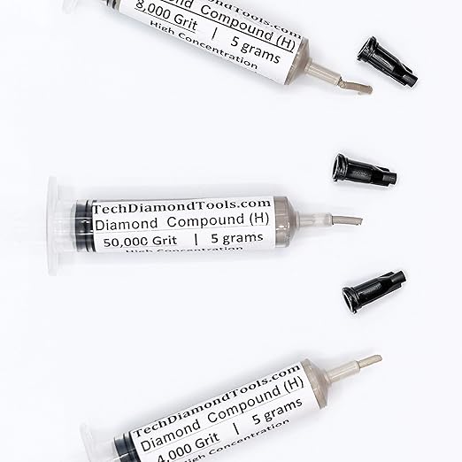 TechDiamondTools Kit of 3 Diamond Polishing Compound Polishing Paste USA Made 4000 8000 50000 Grit for Marble Glass Metal Rock Jewelry Resin Silver Gemstone with High Concentration of Diamond Powder