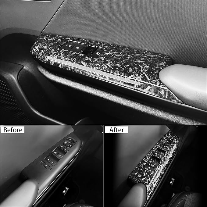 Car Interior Window Switch Panel Cover Side Door Glass Lock Control Button Cover Compatible with Kia K4 2025 2026 Accessories (Forged Black Style)