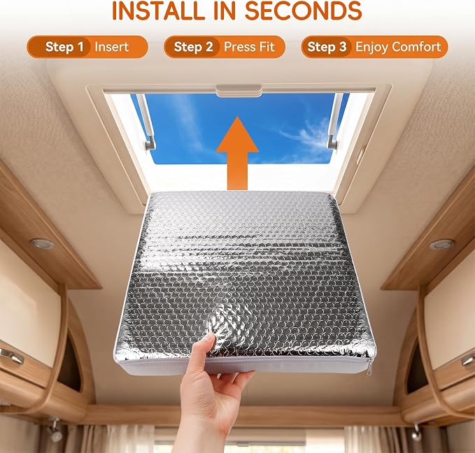 2Pack 14x14x3 RV Vent Insulator and Skylight Cover,Waterproof Universal Camper Roof Vent Plug,Snug Fit Privacy Blackout Shield Heat Blocker,Heavy Duty Trailer Ceiling Draft Stopper for Van Life