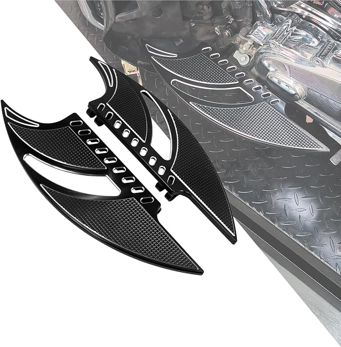 Motorcycle Floorboards CNC Tomahawk Front Rear Footboards Footpegs Fit for Harley Touring Electra Glide Street Glide Road Glide Softail Dyna Black
