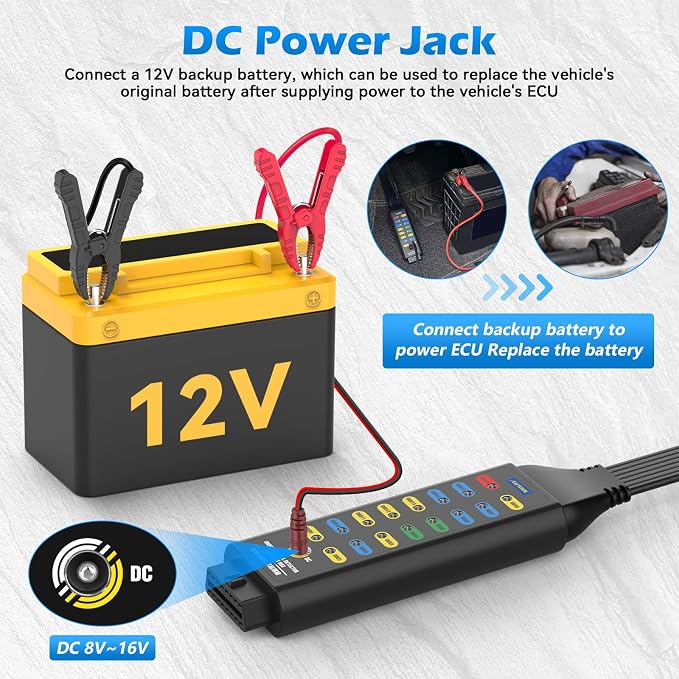 OBD2 Breakout Box Auto OBDII Protocol Detector | 16-Pin Diagnostic Tool with Ground, Power & Protocol Circuit Detection with Jumper and Clips