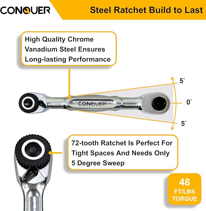 CONQUER Mini Dual Ratchet Socket & FREE ZONE Bit Organizer – Compact Precision & Organized Storage Kit