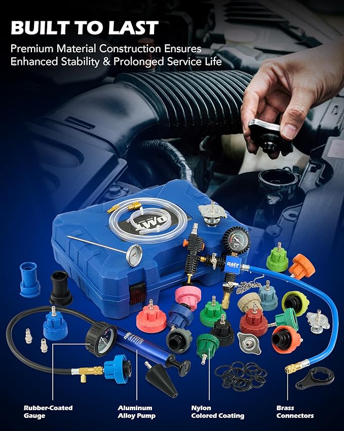 Orion Motor Tech Coolant Pressure Tester Kit, 33pc Master Coolant Vacuum Refill Kit with 23 Radiator Adapters, Radiator Cooling System Pressure Tester Kit with Vacuum Pump Vacuum Purge & Refill Tool