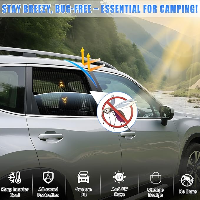 ZATOOTO Car Window Shades Honda CRV 2017-2022 for Rear Window | Car Curtains 2-Pack Baby & Pet | Blocks 99% UV & Heat | Breathable Mesh Privacy Screen | Bug-Free Design for Camping & Travel