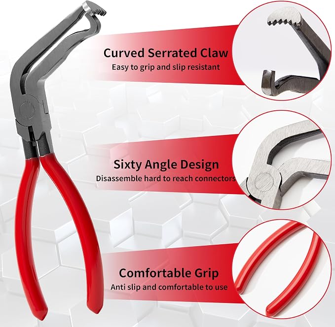 4Pcs Automotive Electrical Disconnect Pliers Set, High Carbon Steel Electrical Connector Pliers, Fuel Line Disconnect Tool & Terminal Separator Removal Kit for Vehicles Trucks