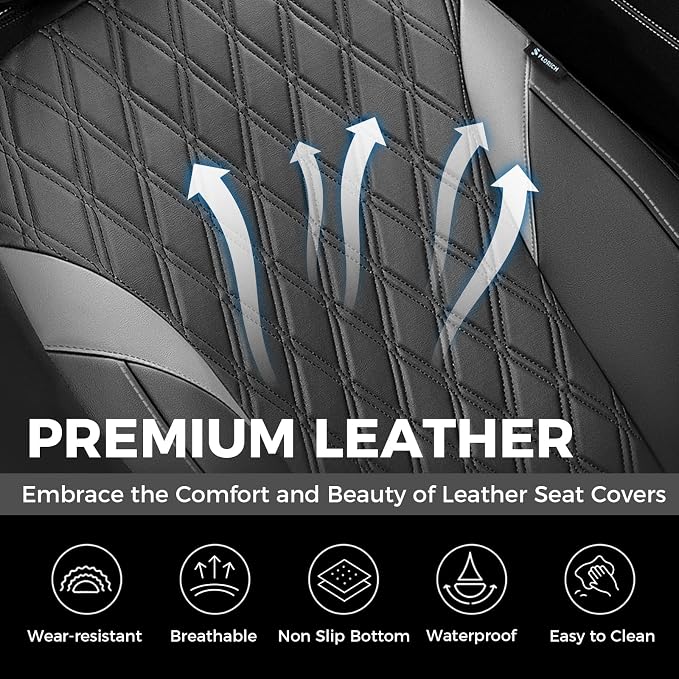 FLORICH Car Seat Covers Front Seat, Leather Seat Covers for Cars, Car Seat Protector Waterproof, Universal Automotive Seat Covers, Front Car Seat Cover Fit for Most Sedans SUV Pick-up Truck