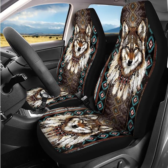 BIGCARJOB 12 Pieces Dream Catcher Car Seat Cover Set Universal Steering Wheel Covers,Armrest Pads,Auto Seat Protector Full Set,Fit Most Vehicle,Cars,Sedan