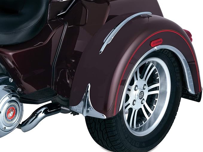 Kuryakyn 7217 Motorcycle Accessory: Leading Edge Rear Fender Accents for 2009-19 Harley-Davidson Trike Motorcycles, Chrome, 1 Pair , Black