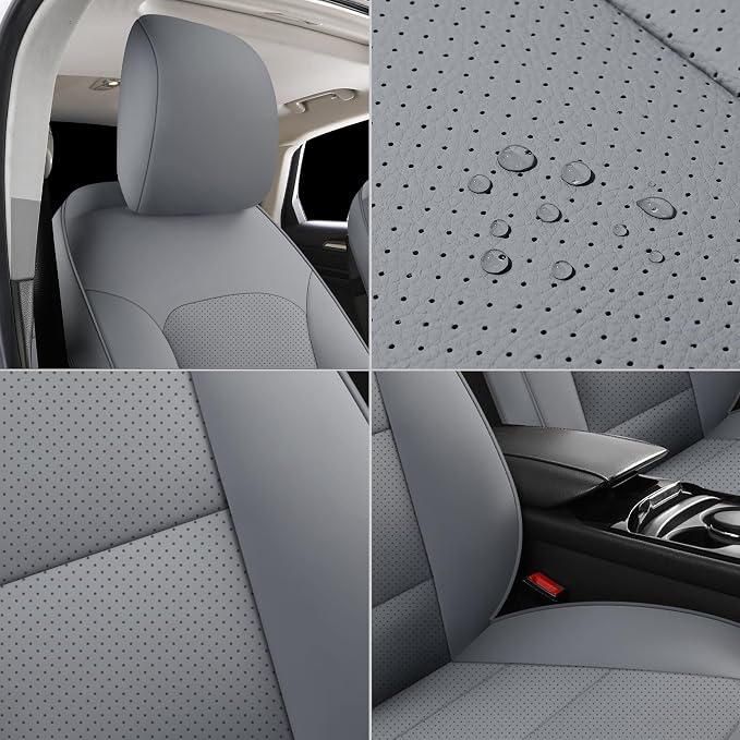 GXT Custom Car Seat Covers Compatible for Ford Fusion 2013-2018, Front Rear Waterproof Car Seat Covers, Odorless Leatherette Full Set Custom Seat Covers(Grey)