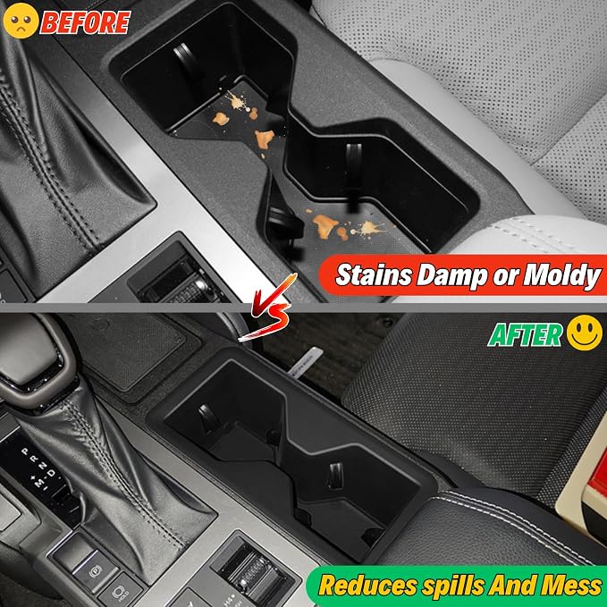 Center Console Cupholder Insert for 2026 2025 2024 Toyota Land Cruiser 1958 LC250 Prado Cup Holder Liners - Protector Cup Drink Coaster Black Car Interior Accessories - TPE