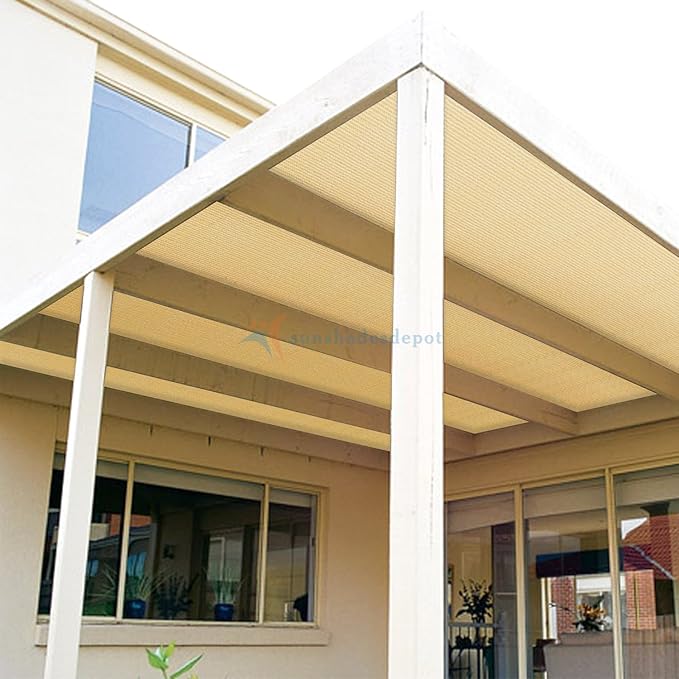 TANG Sun Shade Fabric Roll 8'x15' Shade Cloth for Garden Beige HDPE Mesh Shading Pergola Cover Replacement Canopy, 95% Blockage Sunshades for Outdoor Patio Backyard Plant