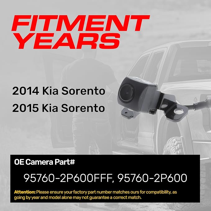 Master Tailgaters Replacement for Kia Sorento (2014-2015) Rear View Backup Camera OE Part # 95760-2P600FFF, 95760-2P600