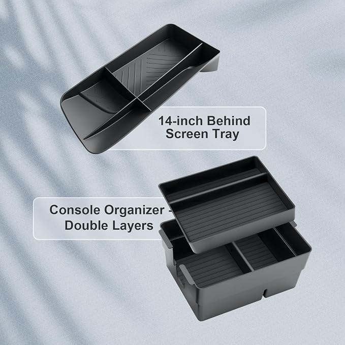 BIBIBO 3Packs for 2025 2026 Lexus TX350 Center Console Organizer 2024 2025-2026 Lexus TX350 Console Tray (Double Layer) +Behind Screen Tray (14" Touchscreen) 2026 TX Console Insert Tray