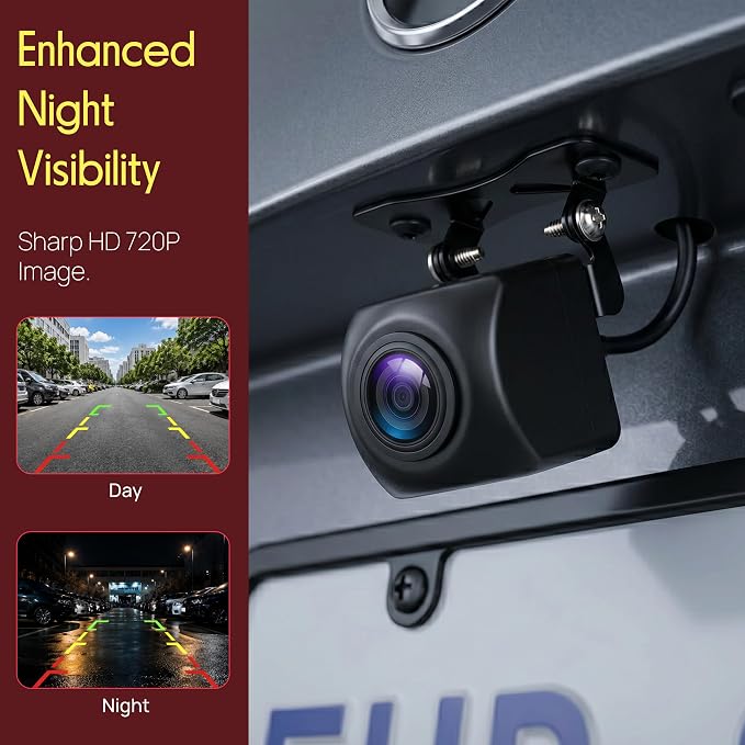 Pyle Backup Camera for Car, Truck, Trailer, RV & Van | HD AHD 720P & CVBS Switchable Reverse Camera | 170° Fisheye Lens | Night Vision & Parking Guidelines | IP68 Waterproof | 12V-24V | Pack-2