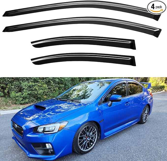 YQAUTEC Window Visors Rain Guards Shield Compatible with 2015-2021 Subaru WRX, Window Wind Deflectors Vent Shades for 15-21 Premium Limited STi