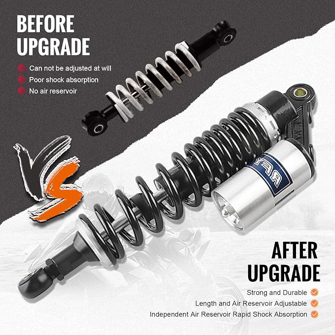 13.4" 340mm Universal Motorcycle Rear Shock Absorbers Suspension for HONDA, for Yamaha, for Suzuki, for Kawasaki ATV Go Kart Quad Dirt Sport Bikes,Black Silver