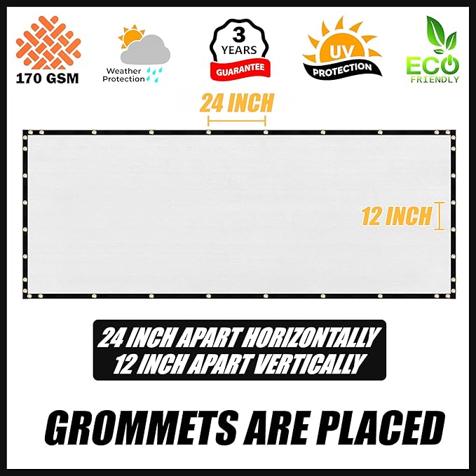 Royal Shade Custom Size 5' x 160' White Fence Privacy Screen Windscreen Cover Netting Mesh Fabric Cloth - Cable Zip Ties Included (We Make Custom Size)