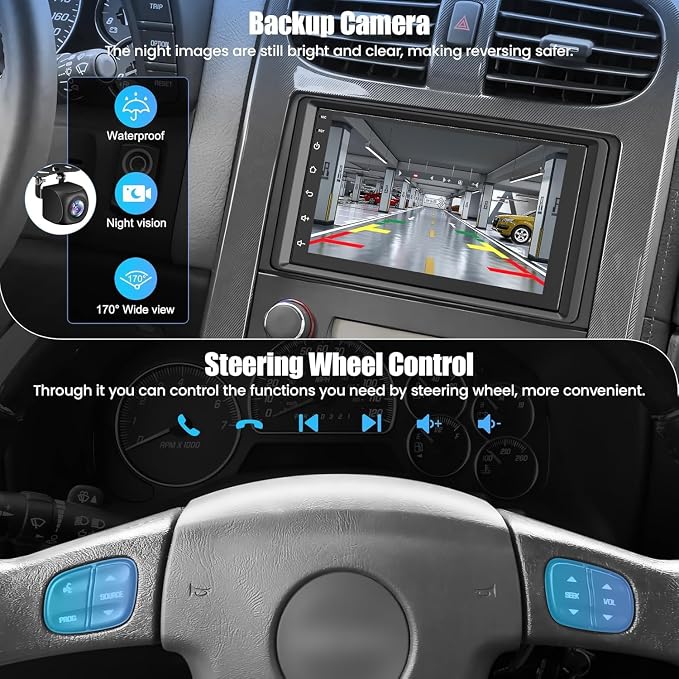 4G+64G Car Radio for 2003-2006 Chevrolet Chevy Silverado Impala Tahoe/GMC Sierra Yukon, 8-core 7" IPS Touch Screen Car Stereo Build-in GPS, CarPlay/Android Auto, Backup Camera/DSP/SWC, Android 15