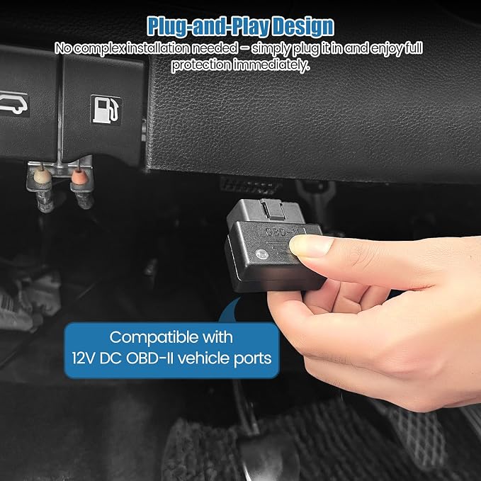 Plug-and-Play EMP Vehicle Protection with Indicator Light, Lightning Solar Flare and Surge Protection, Compatible with 12V DC OBDII Receptacle