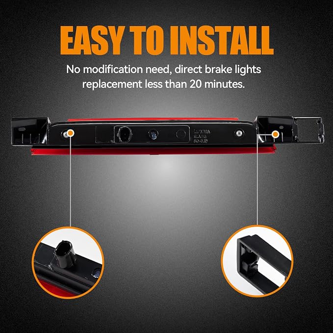 Third 3rd Brake Light LED for 2010-2017 Chevy Equinox, High Mount Rear Brake Lights Assembly for 10-17 GMC Terrain, Waterproof Center Cab Lamp Stop Light (Red)