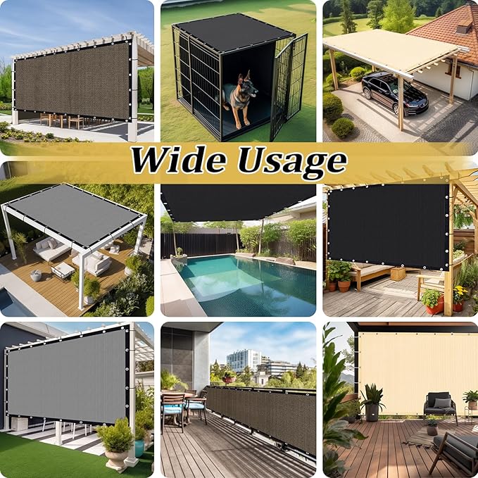 Shade&Beyond Customized Size 6' X 12' Shade Cloth with Grommets, 90% UV Protection UV Protection Mesh Tarp Sun Screens for Patio GN04, Green