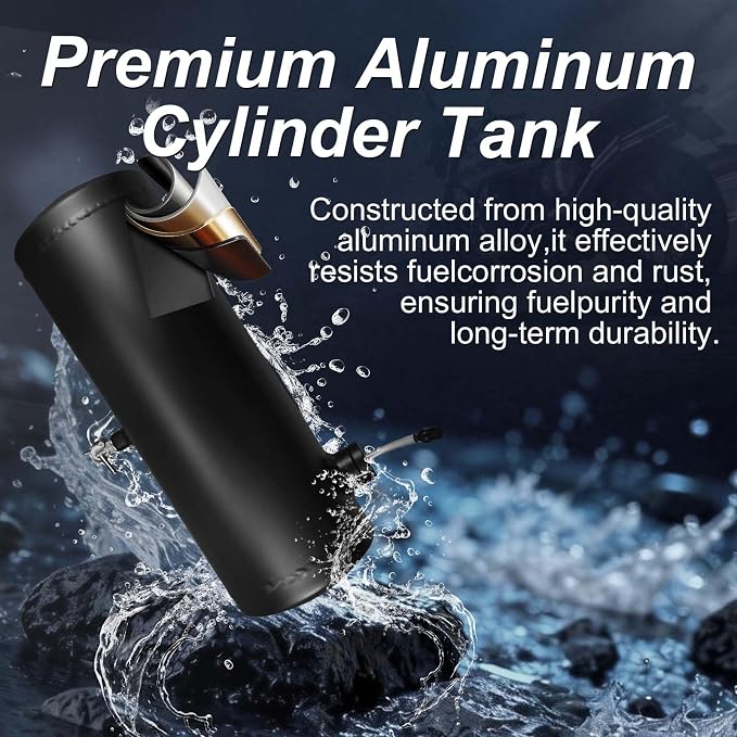 High quality Black Go Kart Gas Tank Fuel Tank Aluminum Cylinder 6 x 20" Center Fill 2.2 Gallon minibike gas fuel tank For Golf Cart ,Motorcycle ,Dune Buggy ,mini bike ,go kart performance part