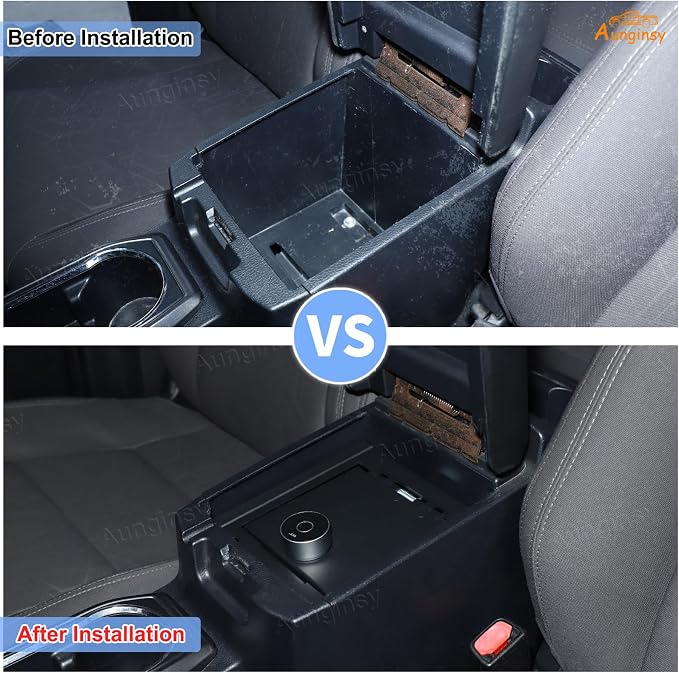 Aunginsy Center Console Lock Safe Box Compatible with Toyota Tacoma 2016-2023, Car Anti-Theft High Security Armrest Lock Box Storage Organizer Tray Vault with Biometric Fingerprint Lock Accessories