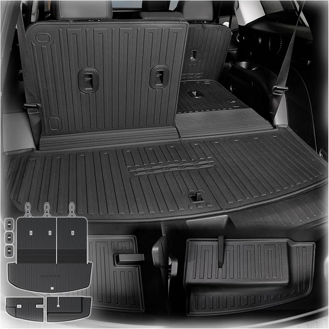 Cargo Mat Backrest Mats for 2026 Hyundai Palisade 7&8 Seats (Only Gas), All Weather TPE Cargo Liner Trunk Lower Mat Accessories (2026 | 2-in-1 Cargo Mat+Trunk Lower Mat)