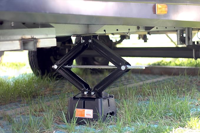 OULEME Heavy Duty Trailer Jack Block, for RV Camper Travel Trailer 5th Wheel, fits Tongue Stand Jack Post/Wheels, Round and Square Stabilizer Foot Plate, Supports up to 15,000 lbs, 2 PCS