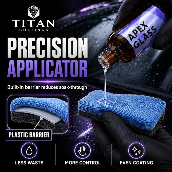 Apex Glass 50ml Hydrophobic Ceramic Coating - Professional Rain Repellent for Windshields & Windows - Long Lasting Nano Silica Protection Kit with Applicator & Microfiber USA