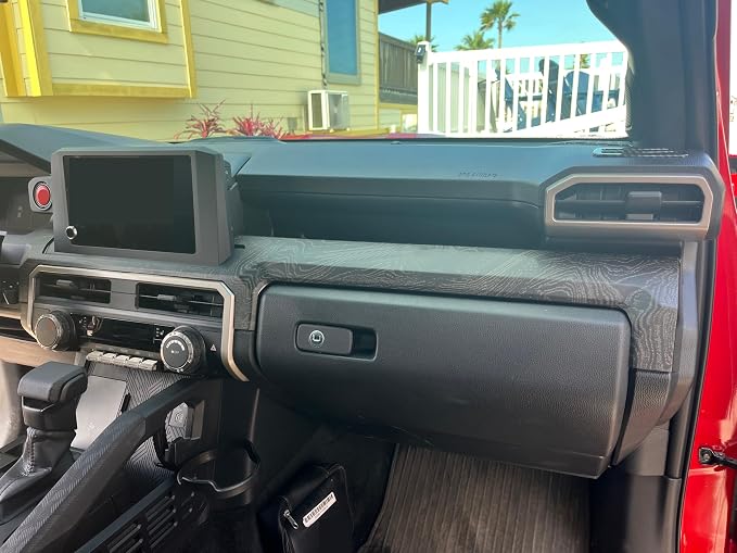 Dashboard Cover for Toyota 4Runner 2025 2026 Interior Accessories 8inch&14inch Display Center Consoles ABS Frame Trim (Black Wood, Dashboard Cover for 4Runner)
