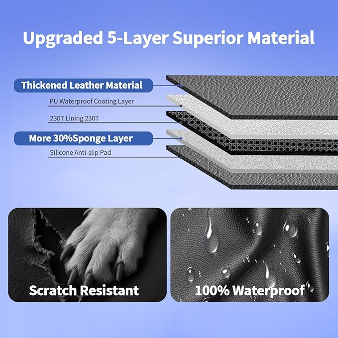 SUV Cargo Liner for Dogs, Trunk Mat for SUV, Durable Cargo Cover, Waterproof, Machine Washable, Non-Slip (PU Leather)