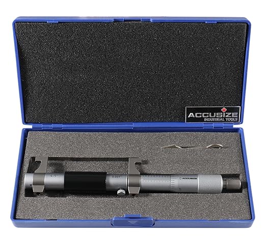 Accusize Industrial Tools 4-5'' by 0.001'' Inside Micrometer in Fitted Case, Satin Chrome Finished, Eg00-3225 | Range: 4-5", Graduation: 0.001", Accuracy: 0.00028", Resolution: 0.0001", Satin Chrome Finish