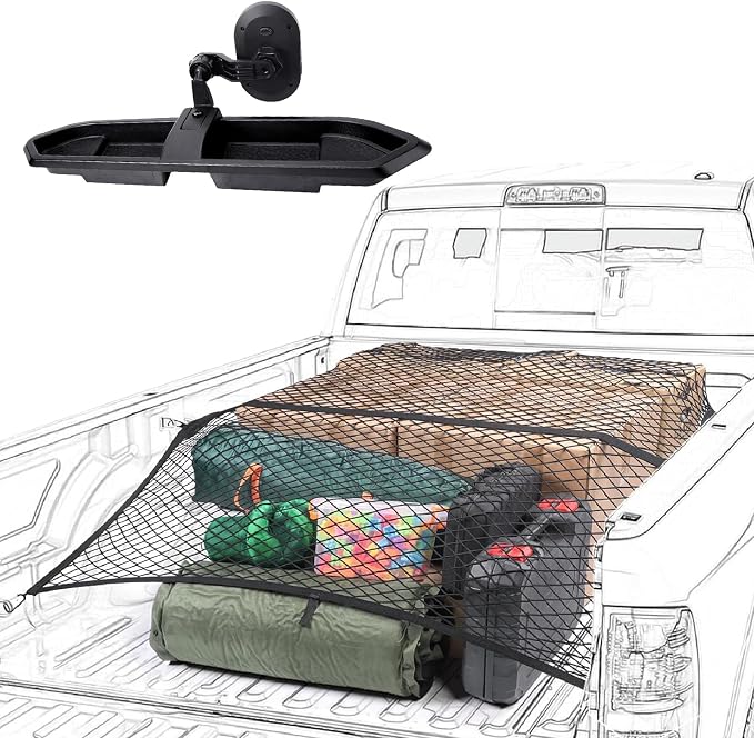 Kaishengyuan Phone Mount for 2018 2019 2020 2021 2022 2023 Jeep Wrangler JL JLU & Gladiator JT & Truck Bed Net Elastic Cargo Net Stretchable Mesh Organizer for Pickup, Suitable for Daily Light Loads