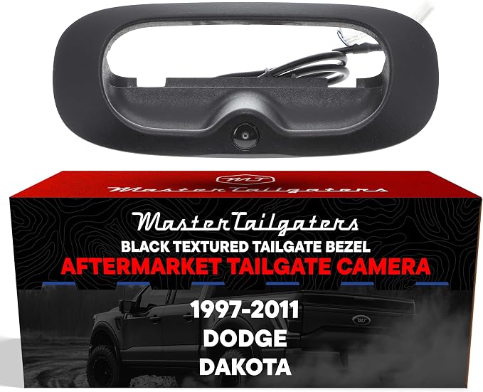 Master Tailgaters Black Tailgate Bezel with Backup Camera Replacement for Dodge Dakota (1997-2011) | IP68 Waterproof | Parking Grid Lines Available | Easy to Install