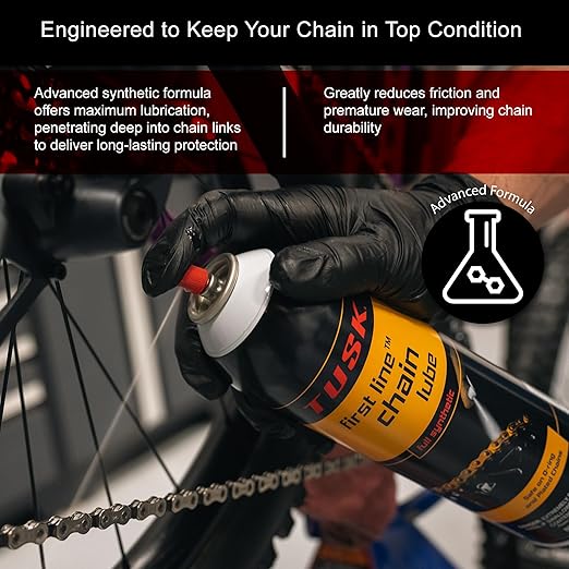 TUSK First Line Synthetic Chain Lube 13 oz – O-Ring Safe Chain Lubricant Aerosol Spray – Protects Dirt Bikes, Motorcycles, UTVs & ATVs from Rust & Wear