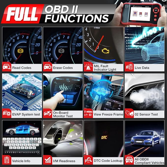 2026 Launch CRP123 V2.0 OBD2 Scanner, Engine, ABS, SRS, Transmission Code Reader Car Diagnostic Scan Tool, Full OBDII Modes Automotive Scanner, Live Data Stream Graph, Lifetime Free Update
