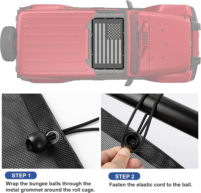 Sunshade for Jeep Wrangler JL JLU Unlimited 2 and 4 Door 2018-2023 Mesh Top Cover Sunroof Screen Bikini Soft Sun Shade with UV Blocker Exterior Accessories American Flag(Black)