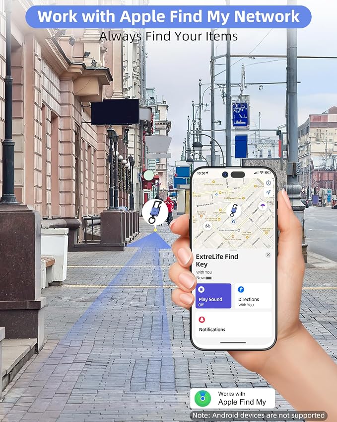 ExtreLife Keychain, Works with Apple Find My, Bottle Opener, Carabiner Car Key Chains with Gps Tracker