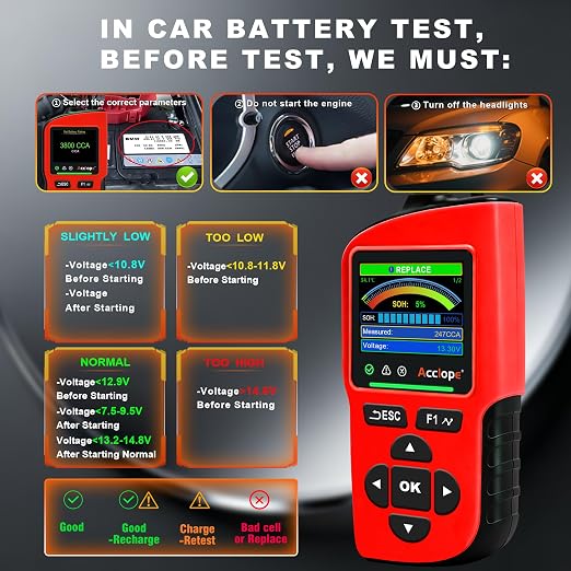 BT90 PRO 2-360Ah Battery Tester with Cloud Printing, 30-3800 CCA, 6V/12V/24V Digital Analyzer, SOH/SOC/Volt/Res/Cranking&Charging Test, Real‑Time Ambient Temp, AGM/EFB/Gel/Li