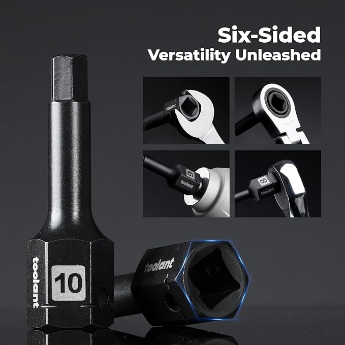 toolant 1/2" drive 19mm impact hex bit socket set 2PCS, Hex Drive, S2 Steel Air Drive Allen Socket set,Impact Grade，Anti-Roll Design