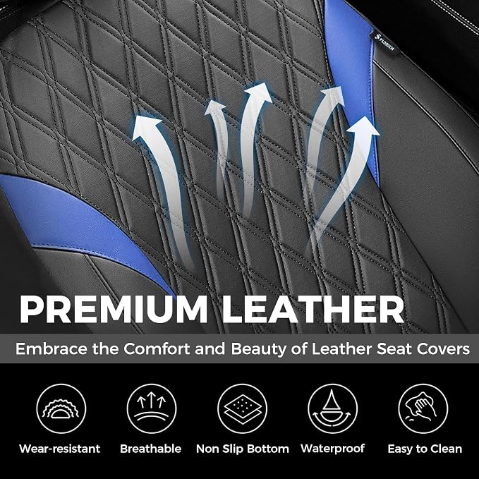 FLORICH Front Car Seat Covers, Leather Seat Covers for Cars, Waterproof Car Seat Protector Breathable, Front Seat Covers for Cars, Automotive Seat Covers Universal Fit for Most Car SUV Truck