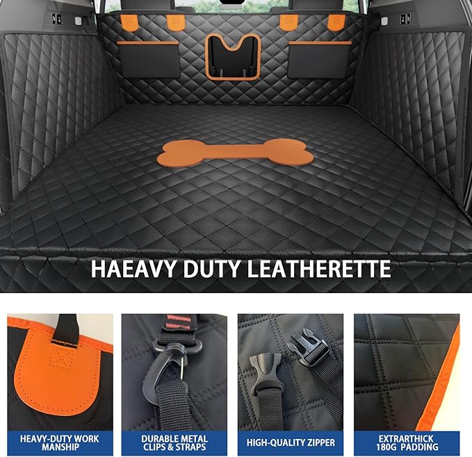SUV Cargo Liner for Dogs, Trunk Mat for SUV, Durable Cargo Cover, Waterproof, Machine Washable, Non-Slip (PU Leather)