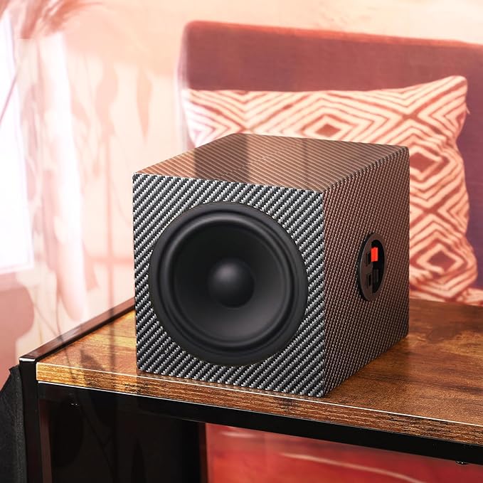 4 Inch PVC Finish Subwoofer Box, Single Car Speaker Enclosure, Car Ported Speaker Enclosure Car Audio Enclosure, Single Sub Box Enclosure with Sound-Absorbing Cotton & Speaker Spikes Pad Mat