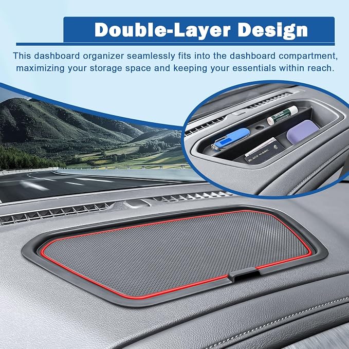 EDBETOS Red Dashboard Organizer and Center Console Organizer Tray for 2019-2022 Silverado/Sierra 1500 Full Console Bucket Seats Only, Also Fits 2020-2023 Silverado Sierra 2500HD 3500HD
