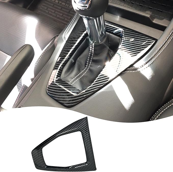MUXEE Console Gear Shifter Panel Cover,for Ford Mustang 2024 2025 2026 - ABS Carbon Fiber Sport Style Console Gear Shifter Panel Cover Accessories(for Manual Gear Model)